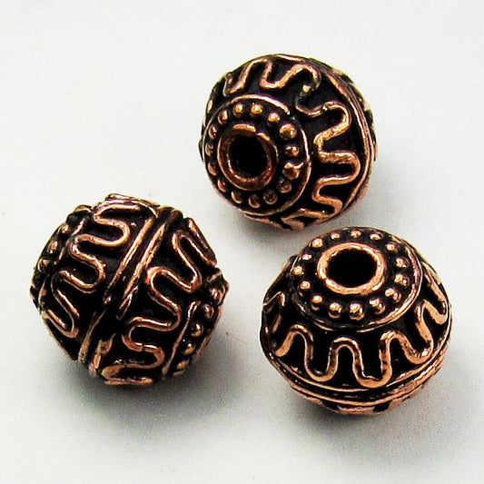 Large Solid Copper Beads Large Hole Beads 17.5mm 5 pcs. GC-325