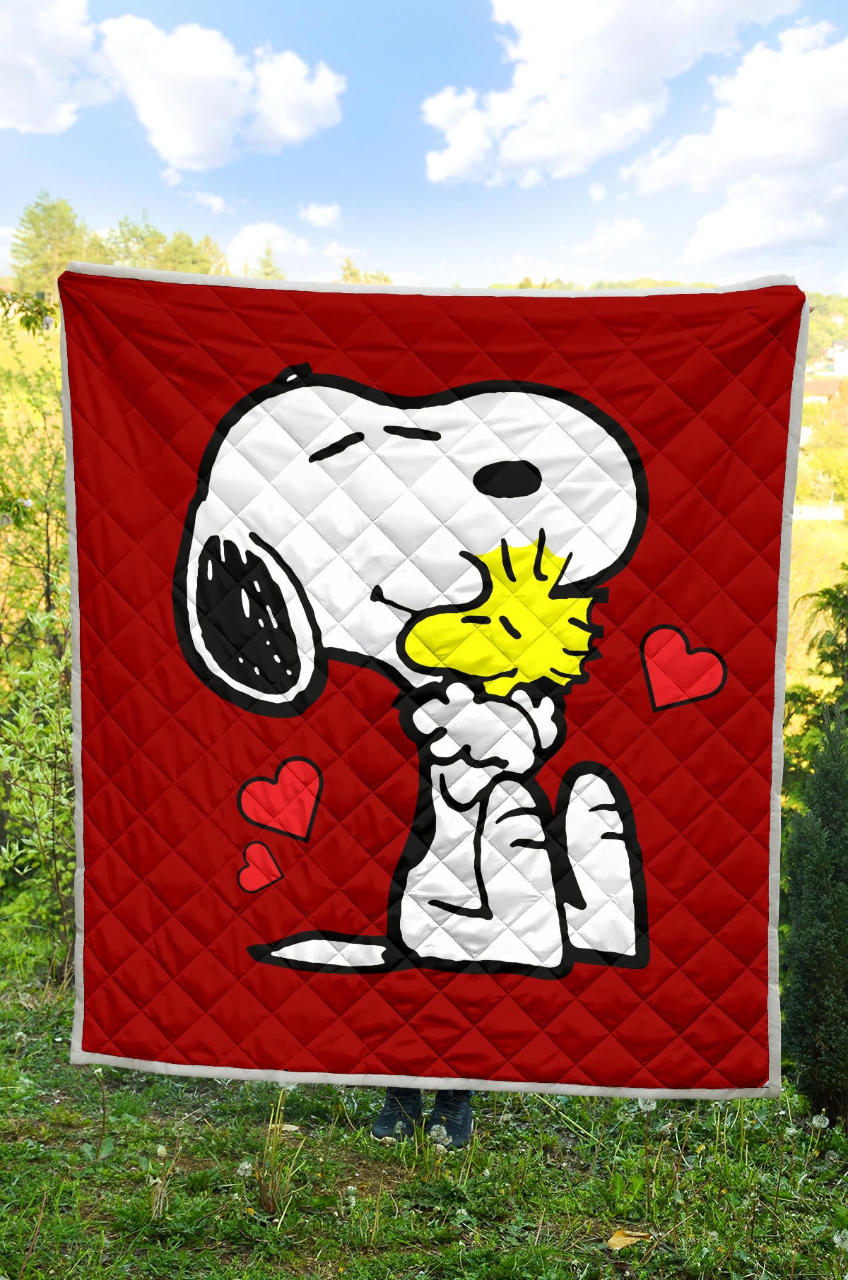 Red Snoopy And Woodstock Premium Quilt Luvlavie