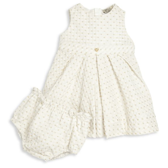 Armani Baby Girls Ivory Dress with Gold 