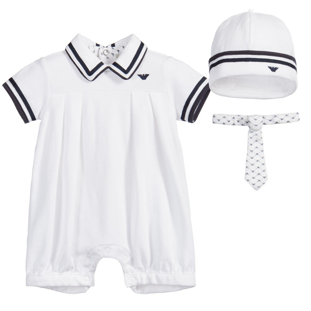 Armani Baby White Romper Gift Set (unisex) – Petit New York
