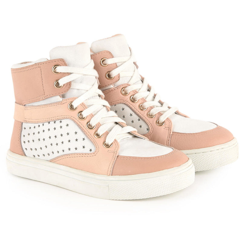 Chloe Girls Pink And White High Top Sneakers Mini Me Petit New York