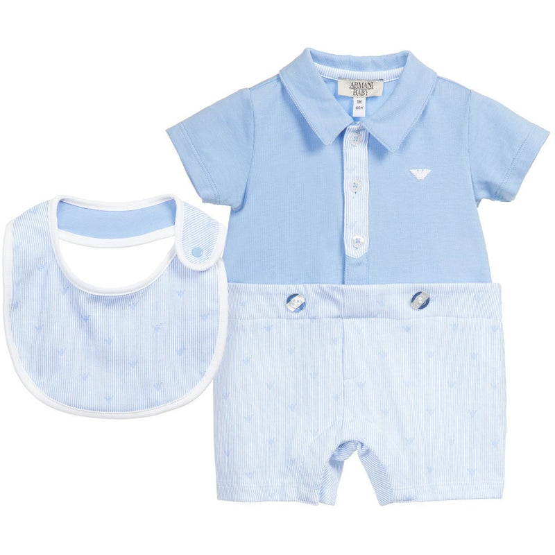 absorptie Motivatie Milieuvriendelijk Armani Baby Boys Blue Top, Shorts, Bib Gift Set – Petit New York