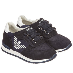 Armani Baby Boys Navy Blue Logo Sneakers – Petit New York