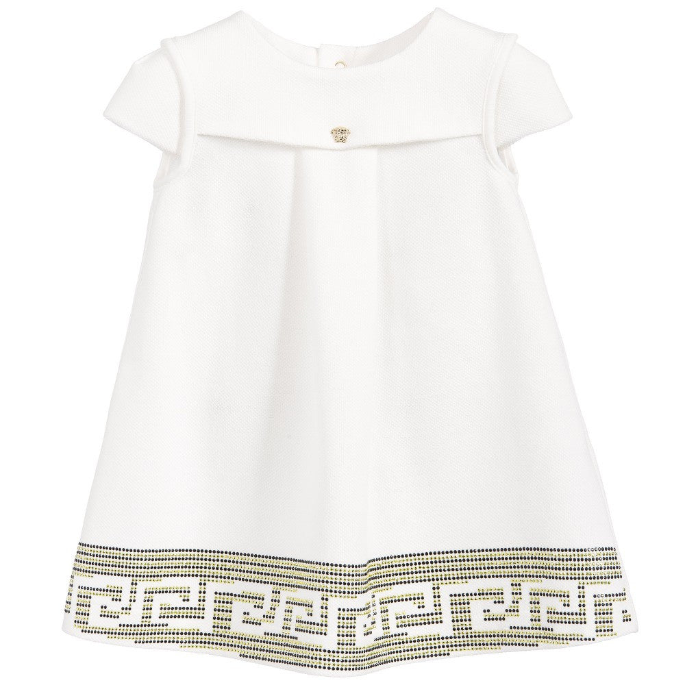 Versace Baby Girls White Greca Design Dress – Petit New York