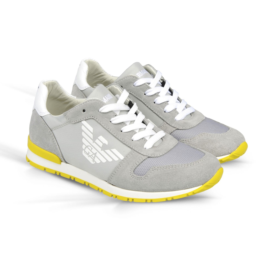 Armani Boys Grey and Yellow Sneakers 