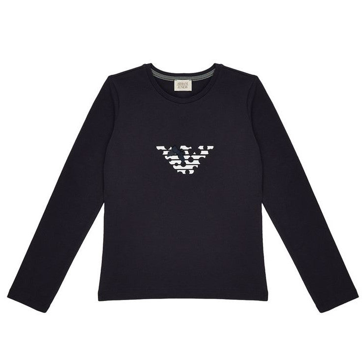 Armani Junior Girls Navy Blue Logo T 