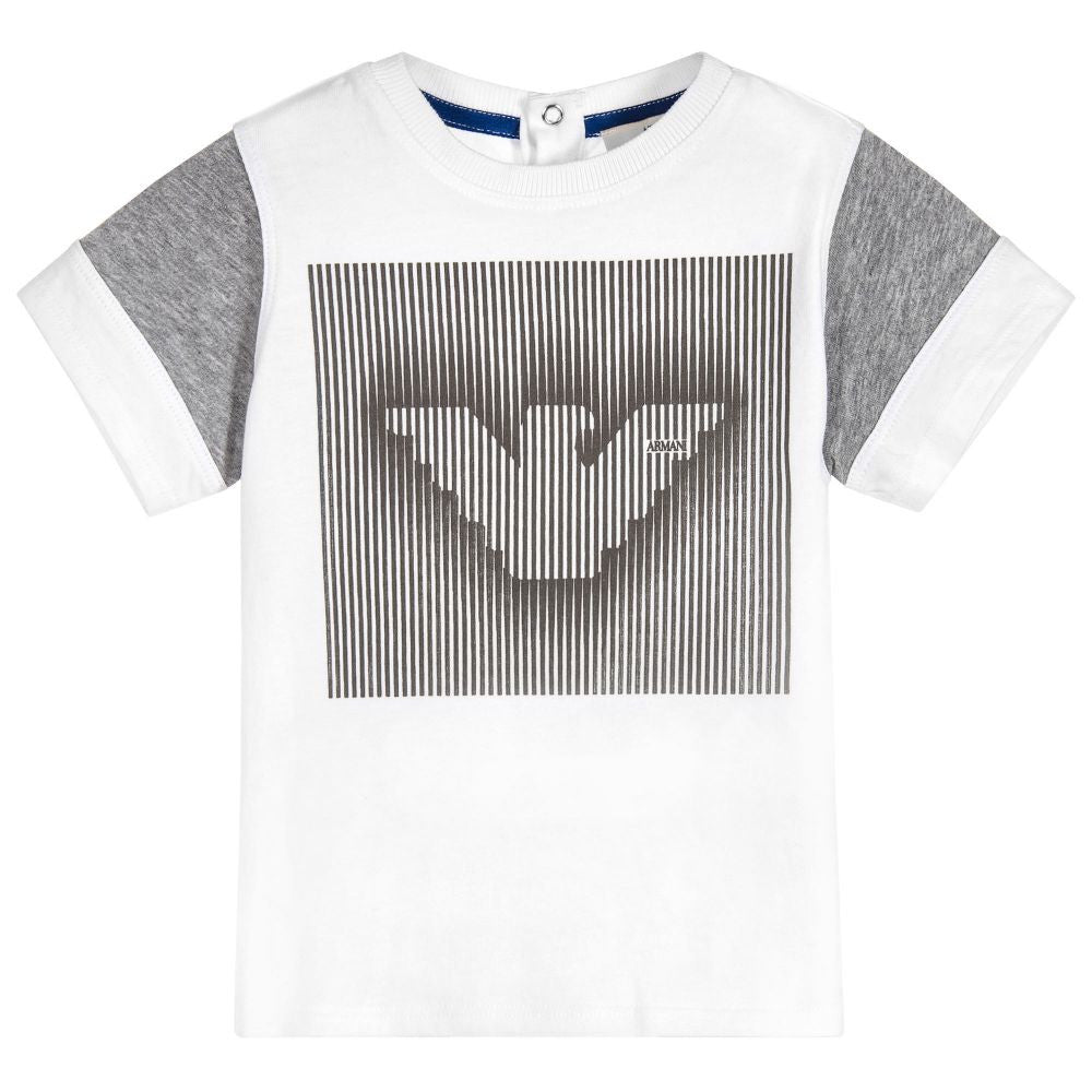 Baby Boys White and Grey Logo T-shirt 