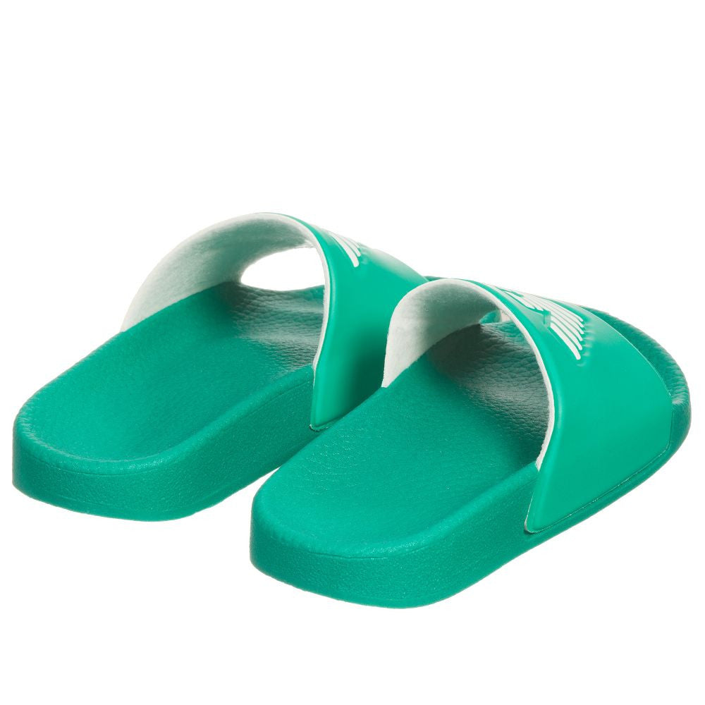 Boys Green Logo Flip-Flops Sandals