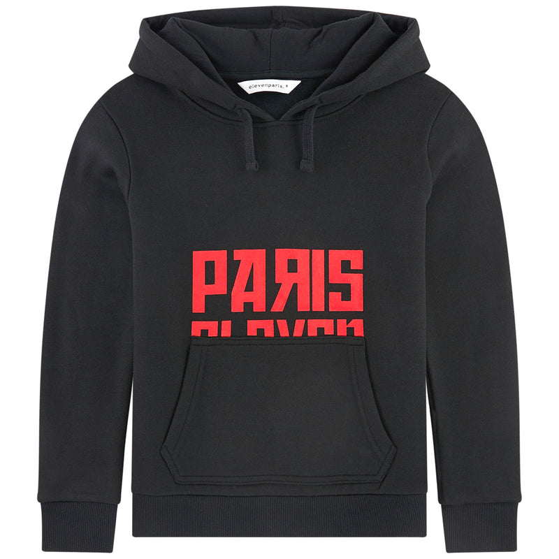 Eleven Paris Black with Red Logo Printed Hoodie Sweatshirt (unisex ...