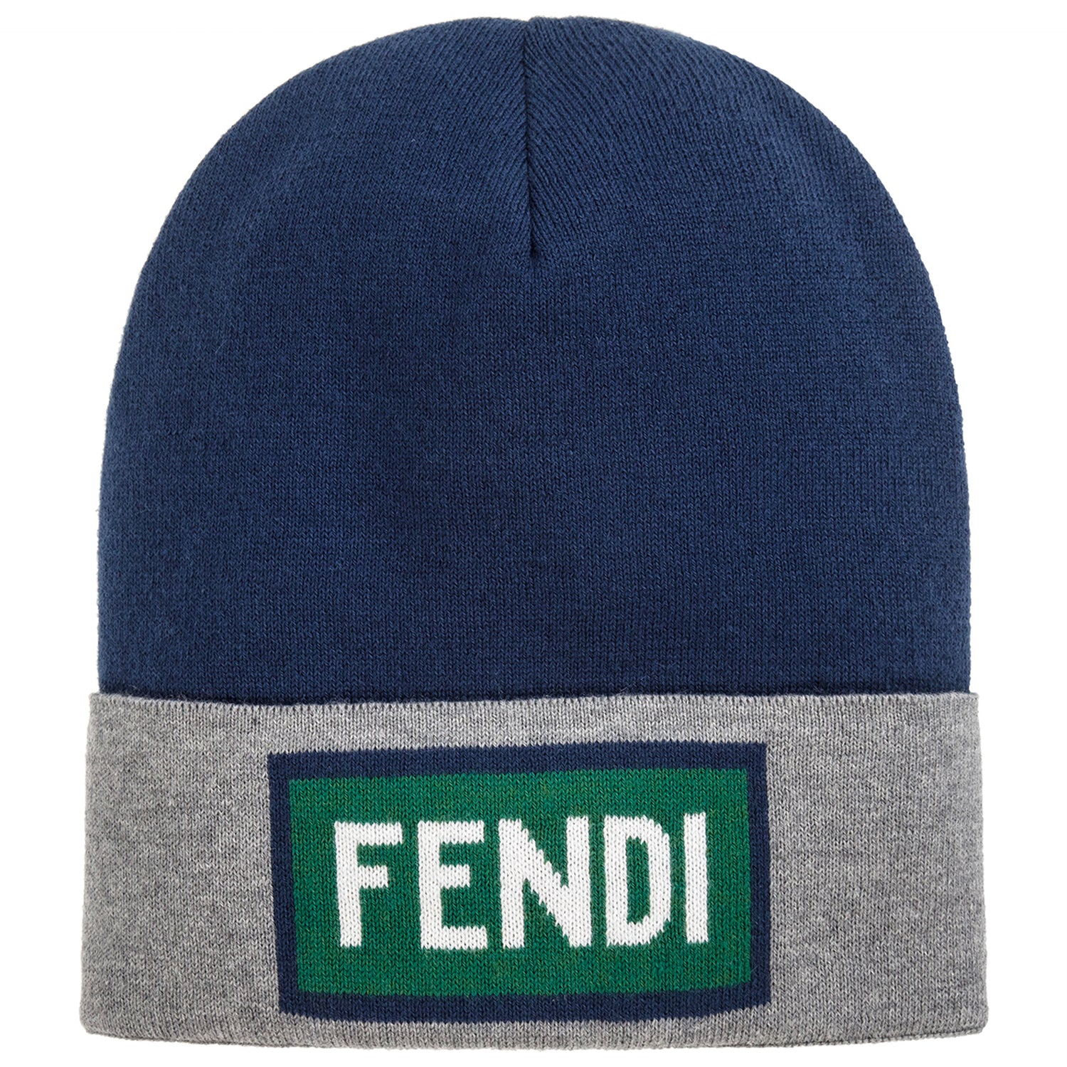 Unisex Navy Blue Soft Cashmere Knitted Logo Beanie