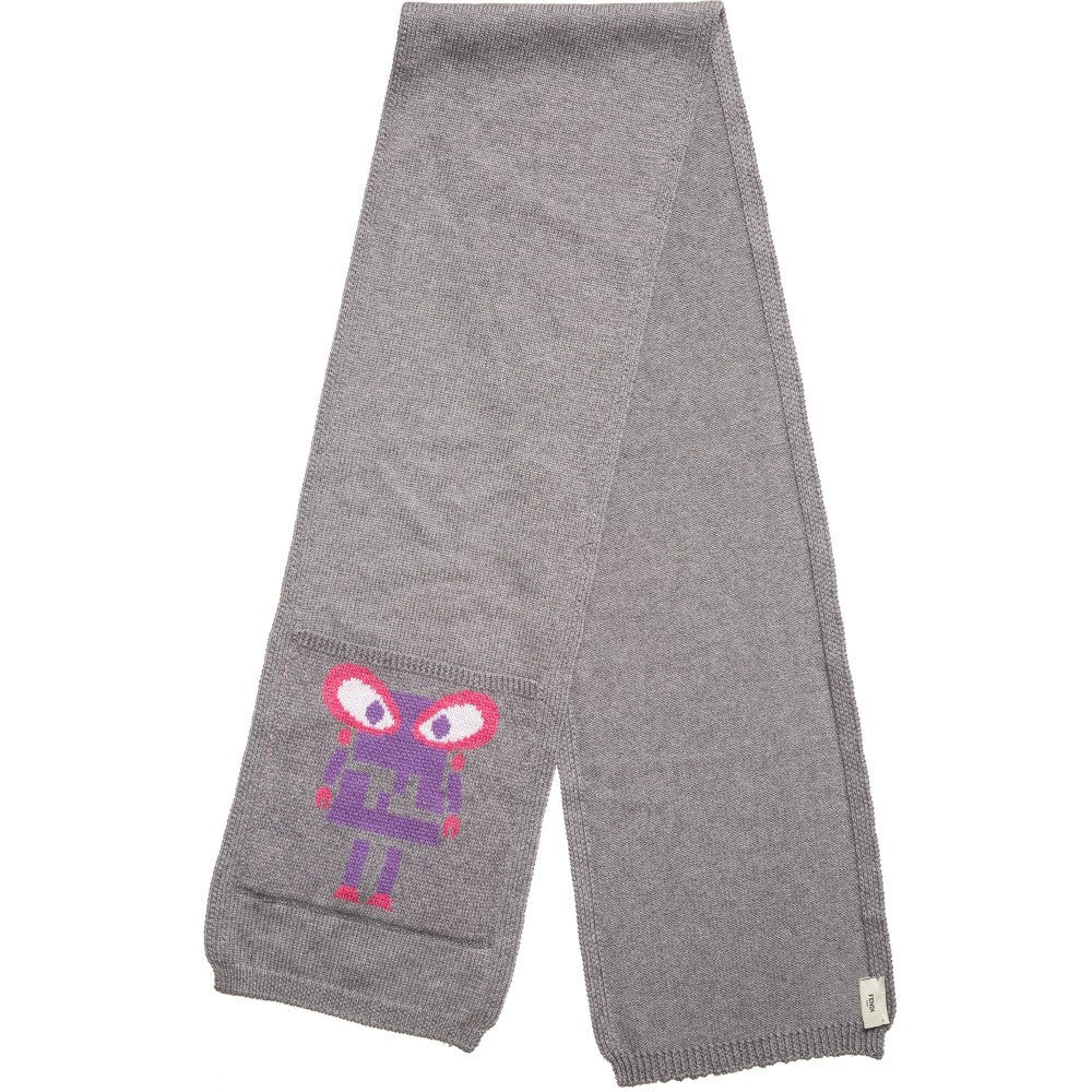 Girls Grey 'Monster' Wool Scarf