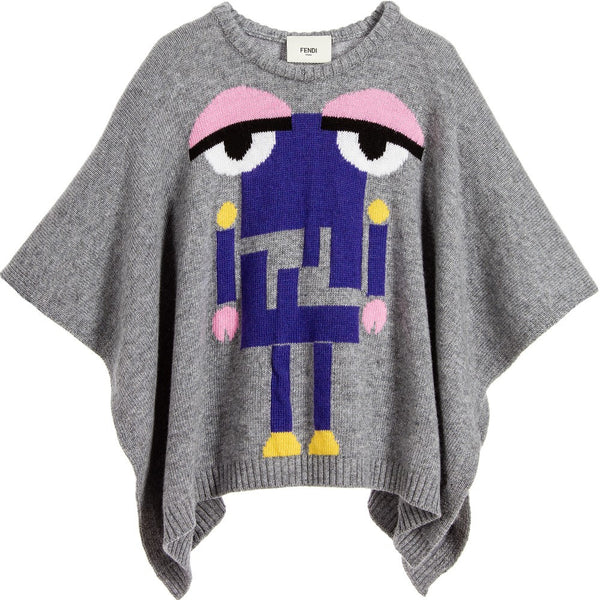 Fendi Girls Cashmere/Wool 'Monster Robot' Poncho – Petit New York