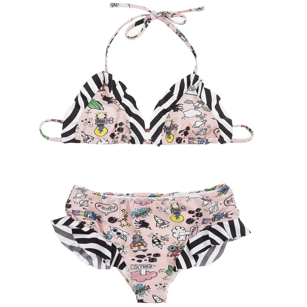 fendi logo print bikini