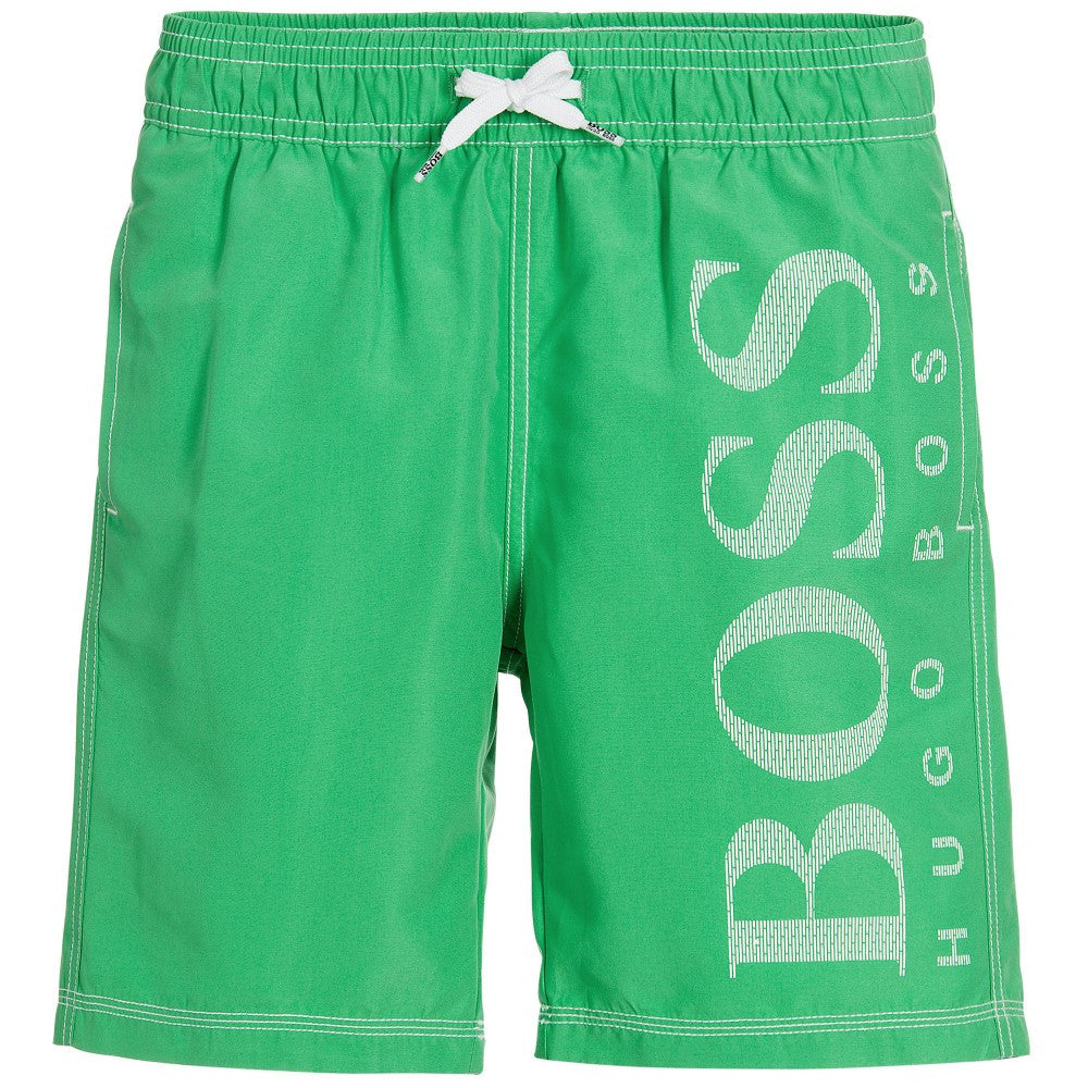 Hugo Boss Boys Green Logo Swim Shorts 