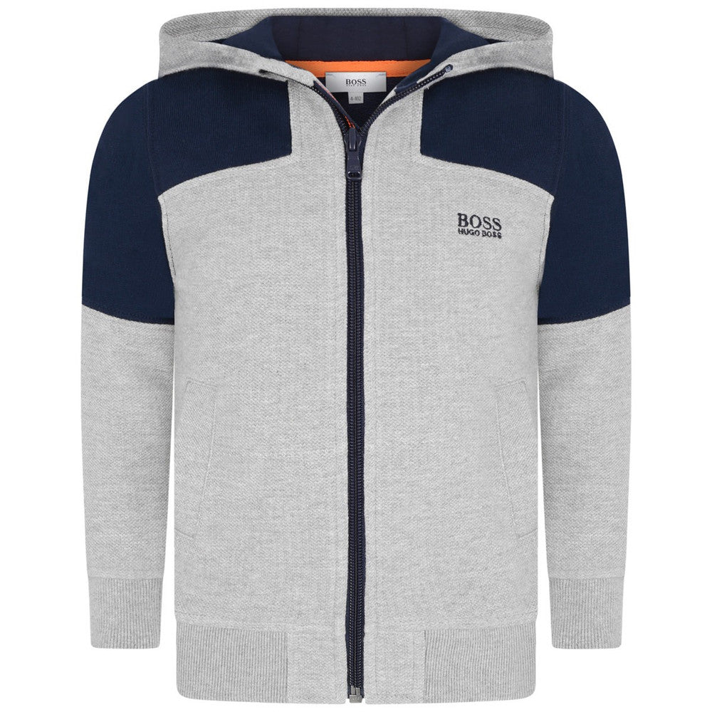 Boys Grey Zip Up Hoodie