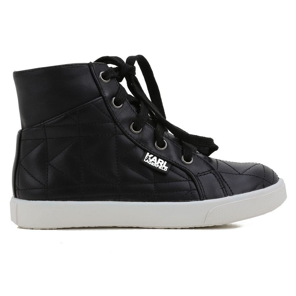 grafisch Betekenisvol ophouden Karl Lagerfeld Boys High-Top Black Leather Sneakers – Petit New York