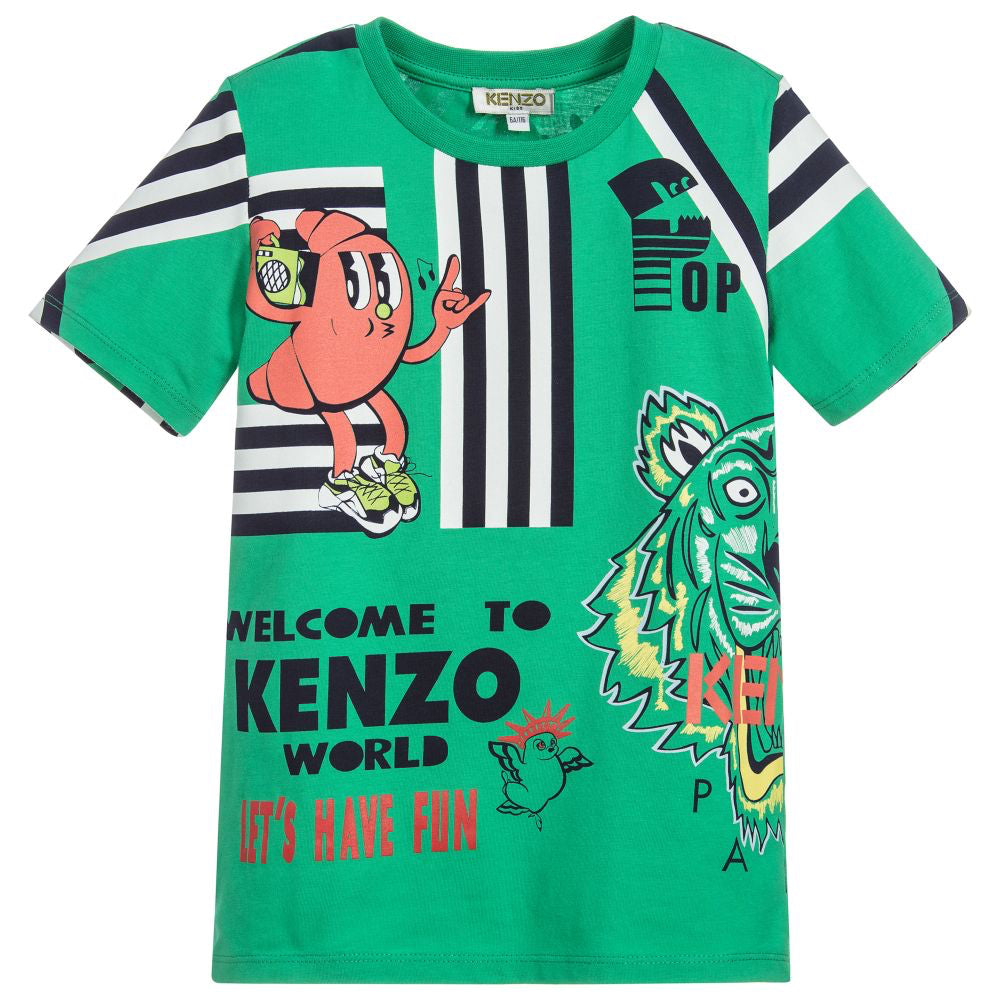 Onzin Zich verzetten tegen draadloos Kenzo Baby Boys Green 'Food Fiesta' Logo T-shirt – Petit New York