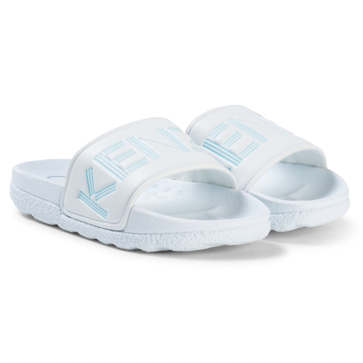 light blue adidas slides