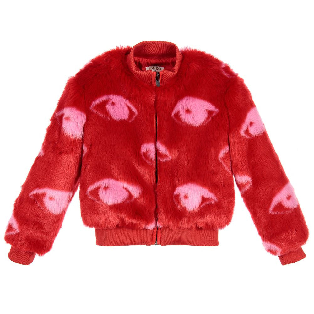 Kenzo Girls Red Faux Fur Jacket (Mini 