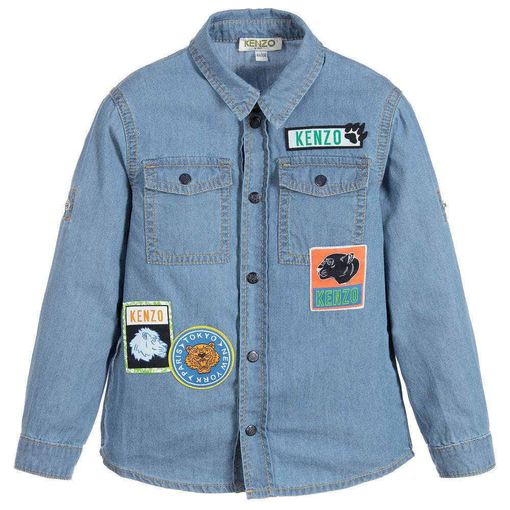 Kenzo Boys Denim Shirt With Patches 