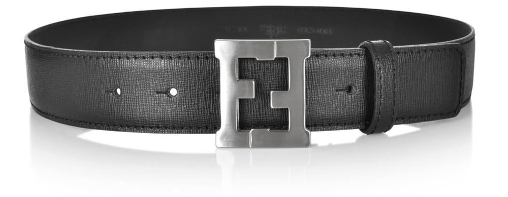 Fendi Boys Black Leather Logo Belt 