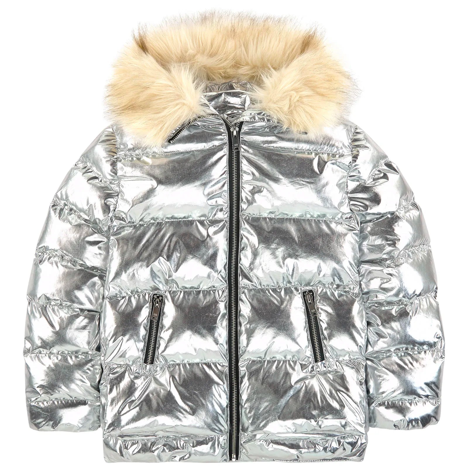 silver girls coat