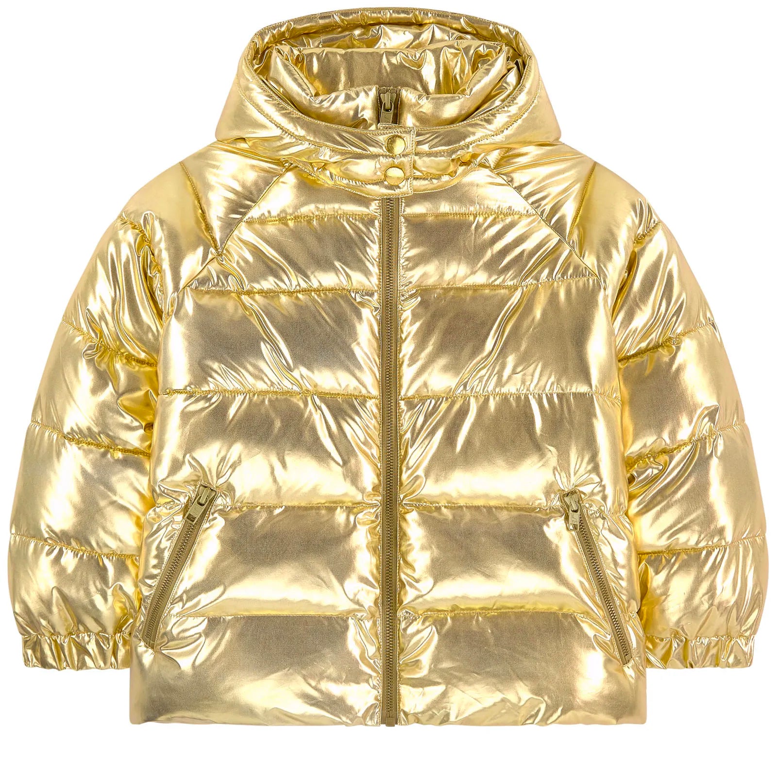 Girls Gold Metallic Puffer Jacket