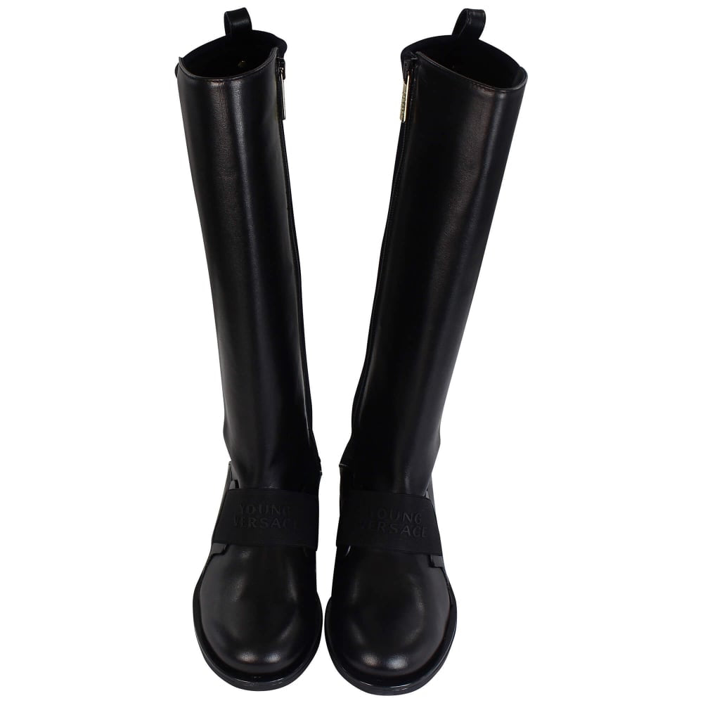 girls black leather boots