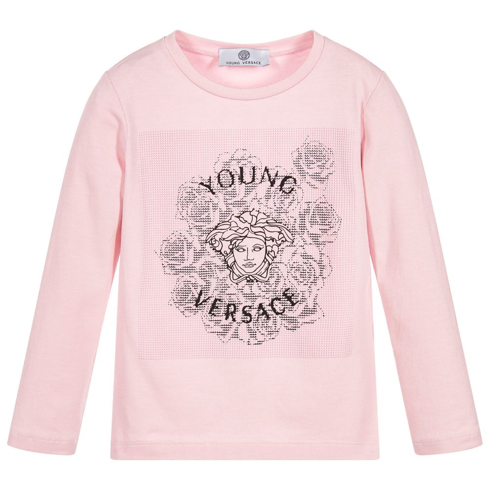 Versace Girls Pink Medusa Logo Top