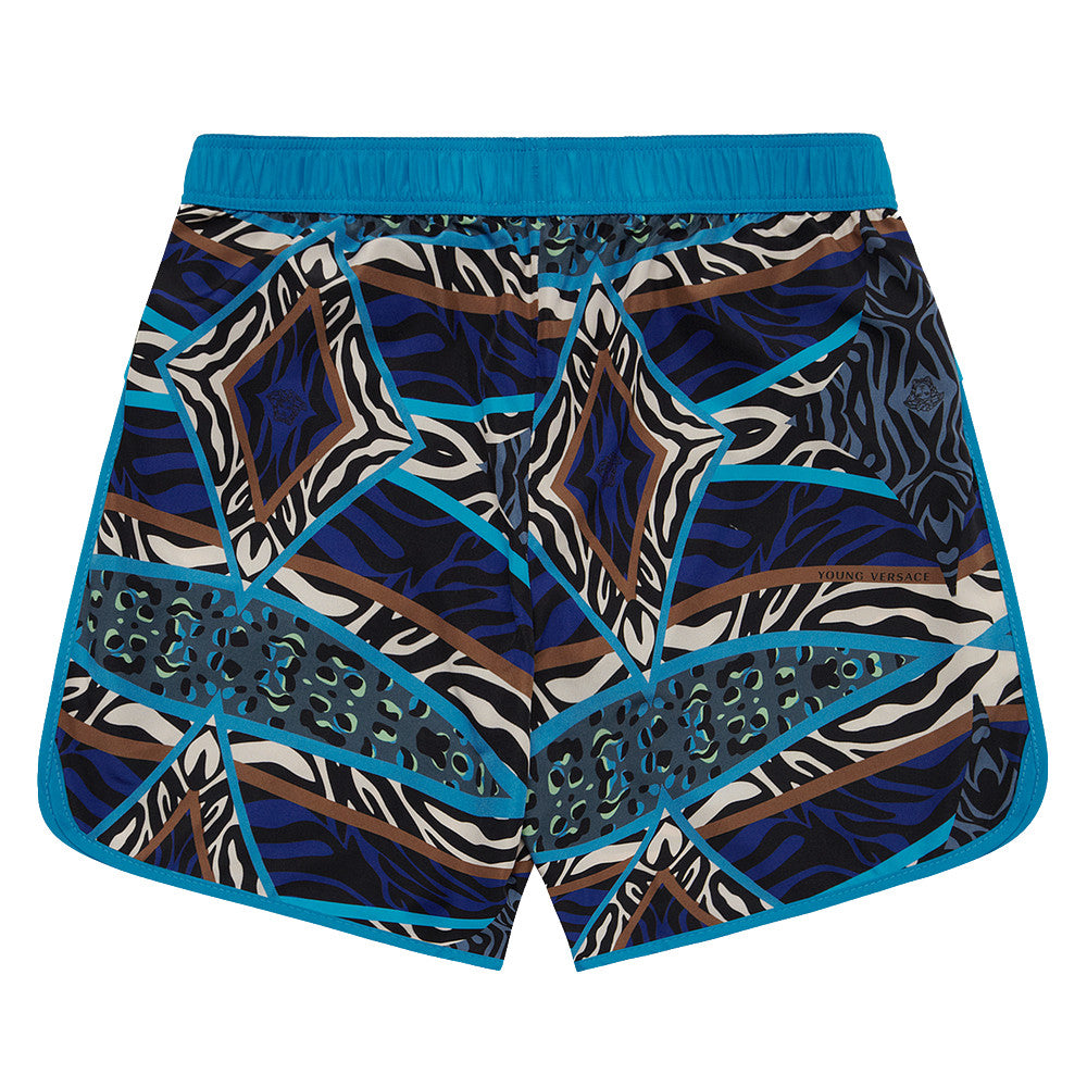 Versace Boys Blue Animal Print Swim Shorts