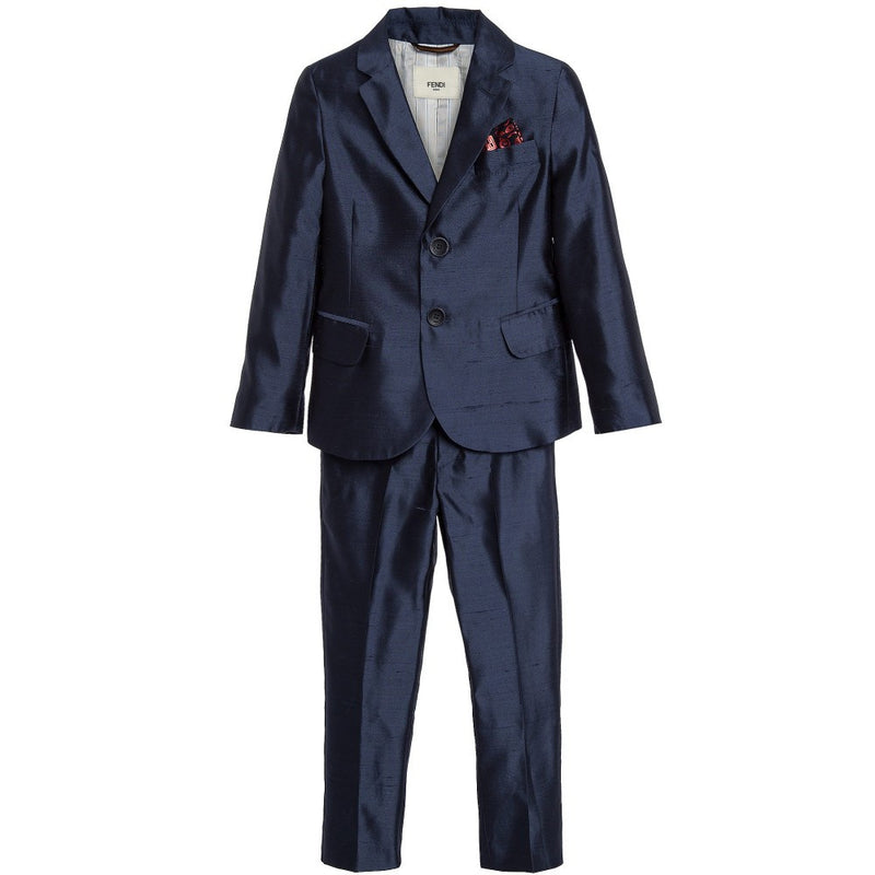 Fendi Boys Navy Blue Silk Suit – Petit New York