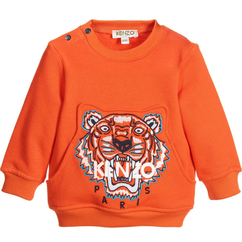Kenzo Baby Boys Orange Tiger Logo Sweatshirt – Petit New York