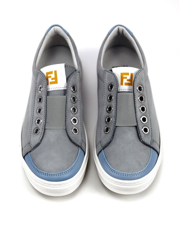 Fendi Boys Grey Suede Leather Laceless 