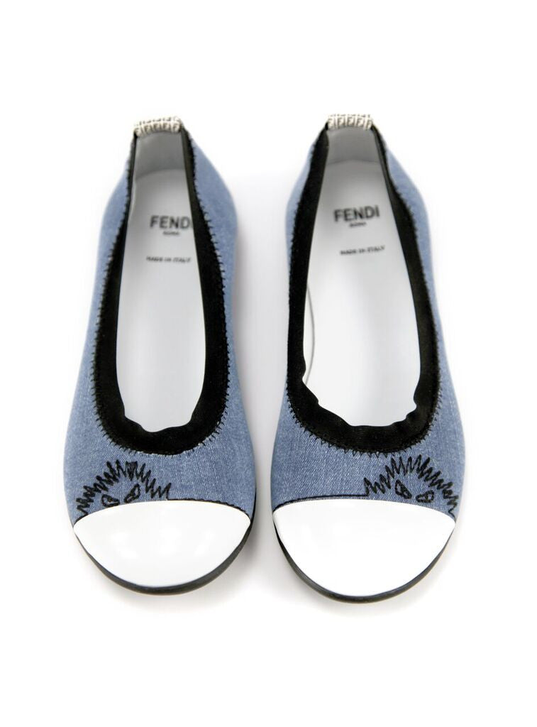 Girls Blue Denim Ballet Flats