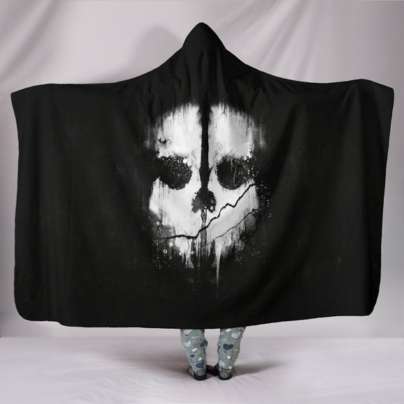 Skull Plush Lined Hooded Blanket