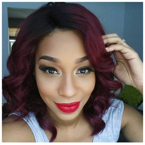 Red Burgundy Wavy Bob Wig