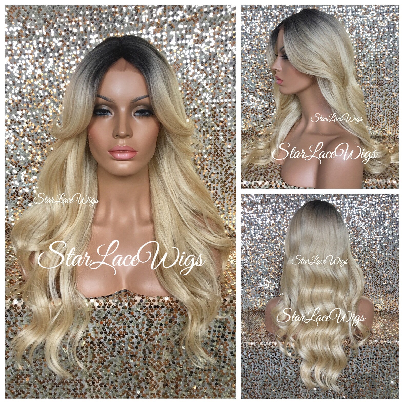 Long Straight Blonde Synthetic Wig Carrie Starlacewigs