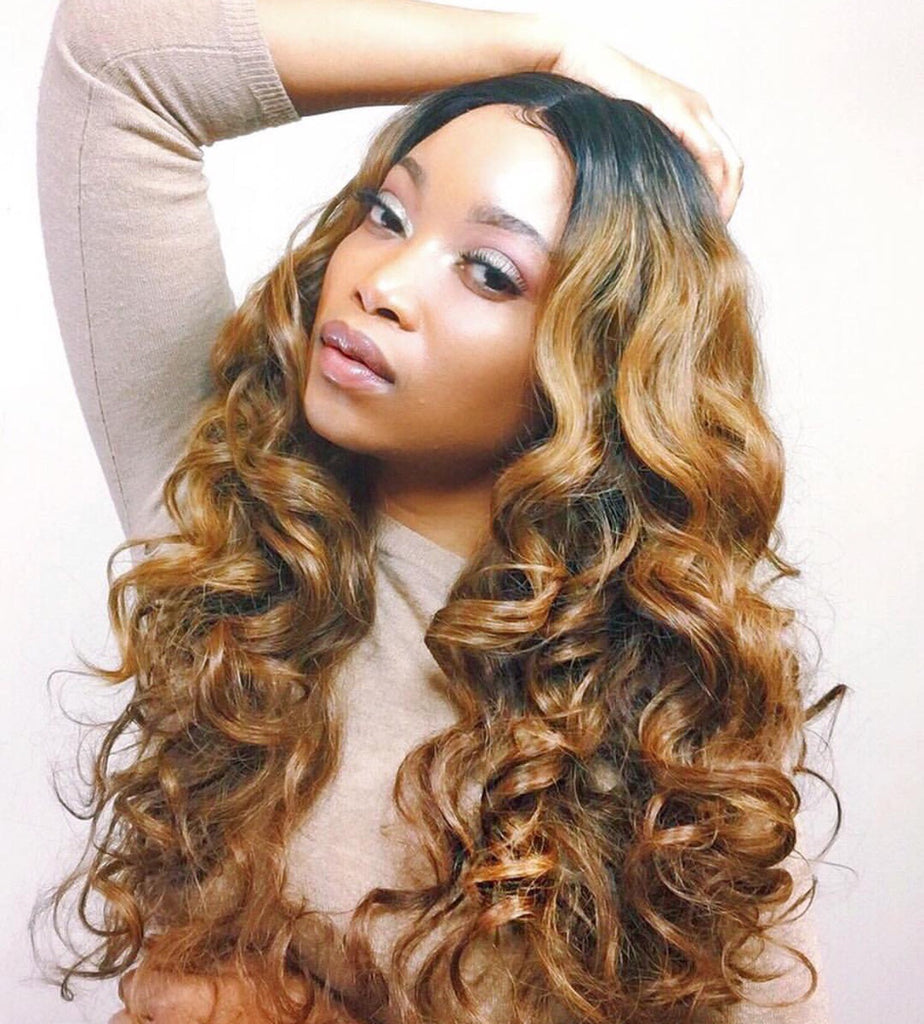 Long Curly Synthetic Lace Front Wig Bangs Layers Kennedy Starlacewigs