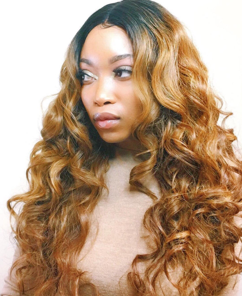 Long Curly Synthetic Lace Front Wig Bangs Layers Kennedy Starlacewigs