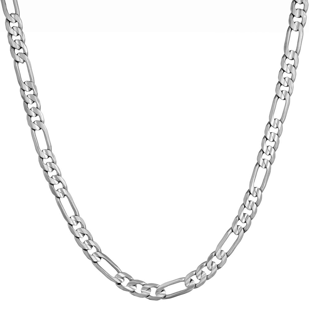 4mm Figaro Necklace Rhodium - White Gold | Lifetime Jewelry