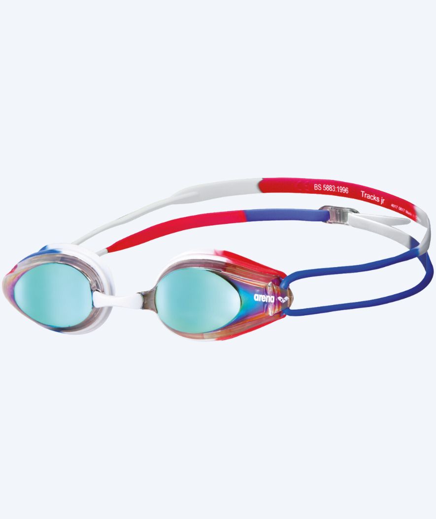 Arena konkurrence svømmebriller til børn - Tracks Mirror 6-12 år - Guld/blå