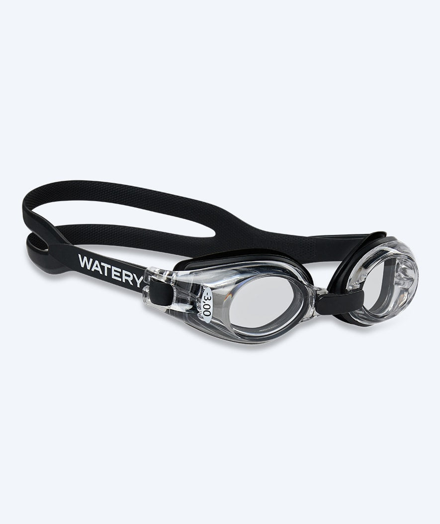 Watery nærsynede svømmebriller med styrke til børn - (-1,5) til (-7,0) - Baffin - Sort