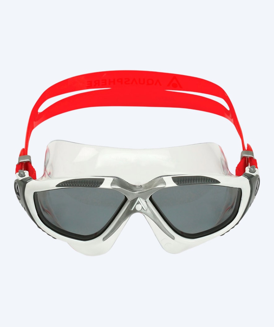 Billede af Aquasphere svømmemaske - Vista - Hvid/rød (Smoke linse) - Åbent vand svømmebriller - Maske