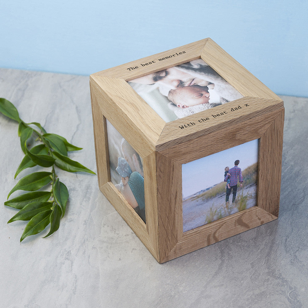 Oak Personalised Photo Cube Keepsake Box Luxe Gift Store