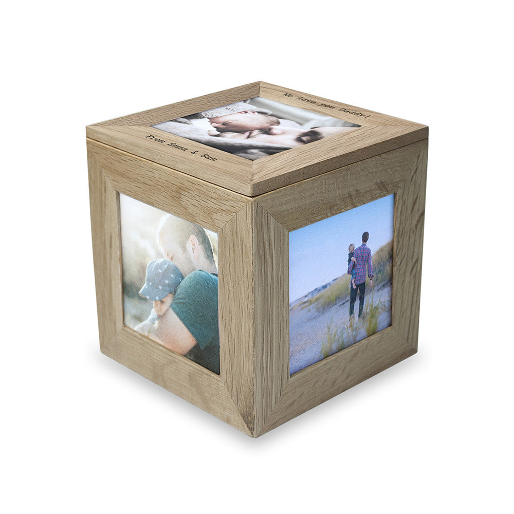 Oak Personalised Photo Cube Keepsake Box Luxe Gift Store