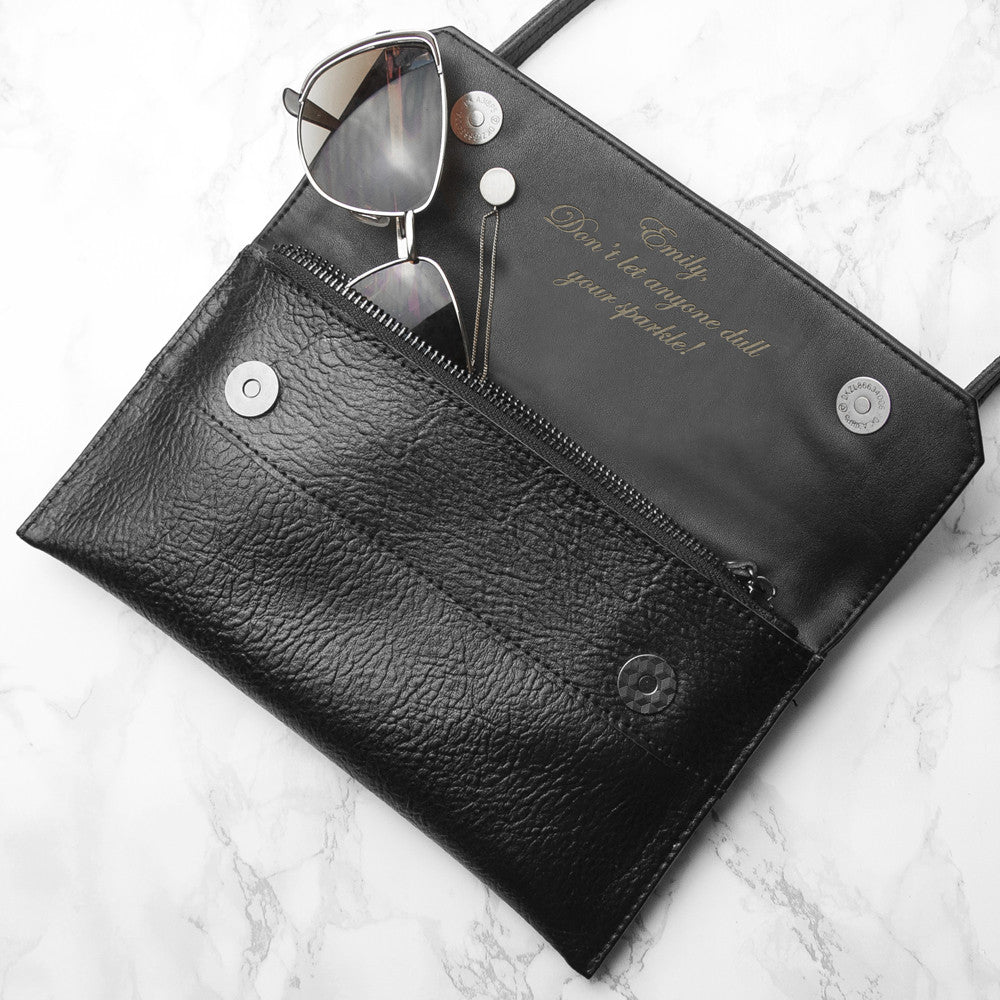 personalised leather clutch