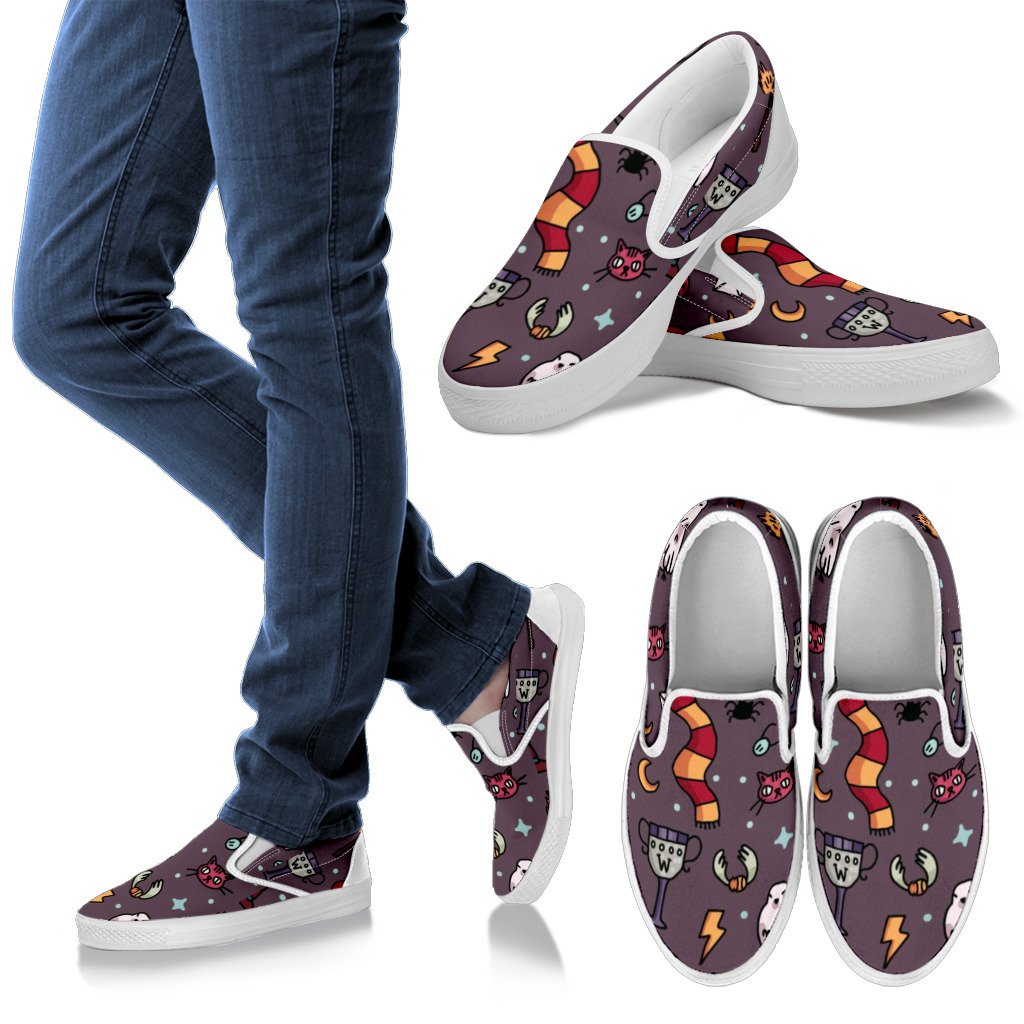 patterned slip on sneakers