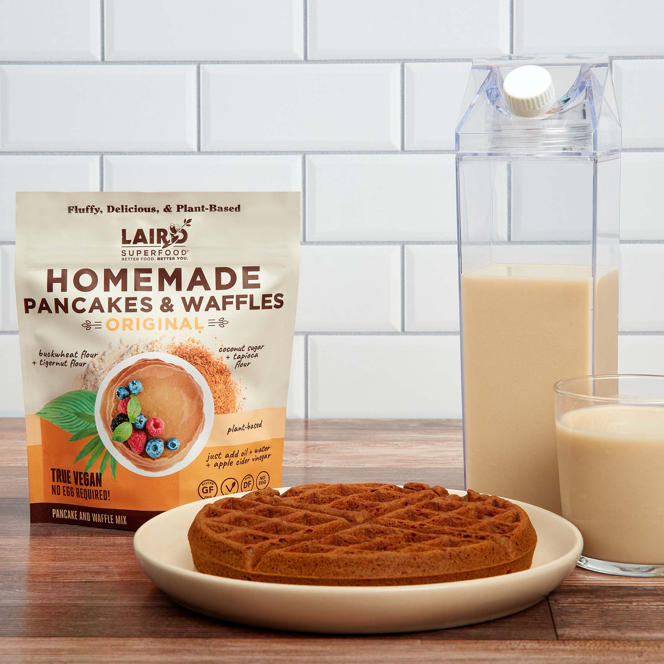 This Homemade Baking Collection is gluten-free and vegan (no egg required!) two-in-one Superfood  Pancakes & Waffles Mix .