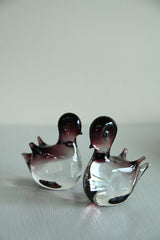 Pair Glass Bird Paperweights