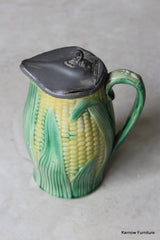 Majolica corn pewter jug